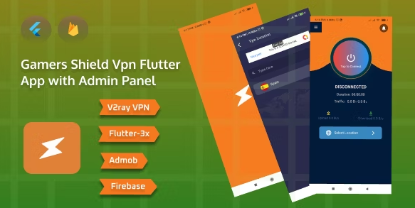 Gamers-Shield V2ray Protocol VPN Flutter App with Admin Panel || Admob